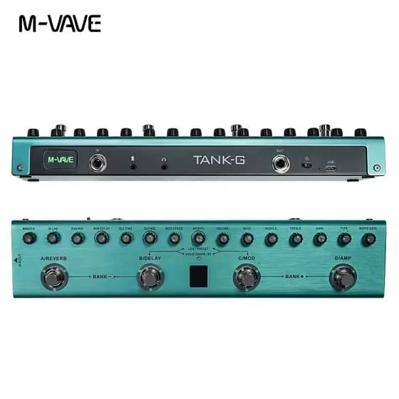 Pedal multi-efeitos para guitarra M-VAVE Tank-G 36 predefinições 9 ranhuras para pré-amplificador 8 ranhuras para cabina