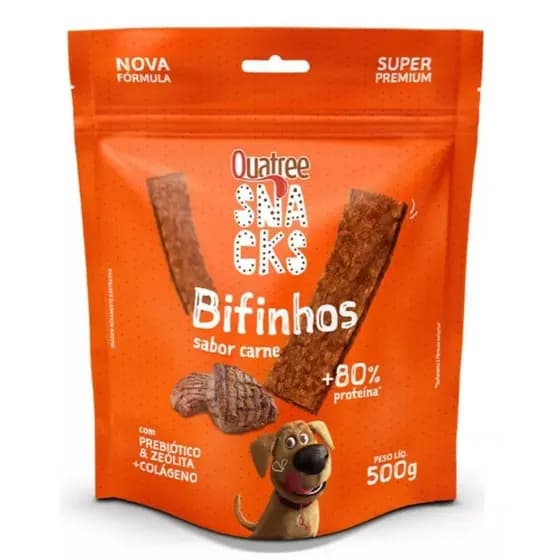 Quatree Snacks Bifinhos Sabor Carne 500g Pra Cães