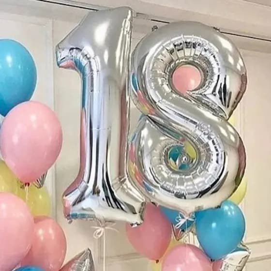 Balão Metalizado Prata Número 70cm Festa Decoração