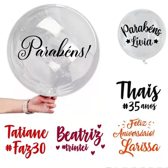 Vinil Adesivo Personalizado Balão Bubble Bexiga + Transferidor
