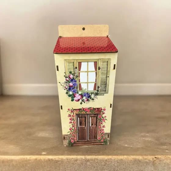 Puxa Saco Casa Organizador de Sacolas Parede Casinha Mdf Madeira Sacolas