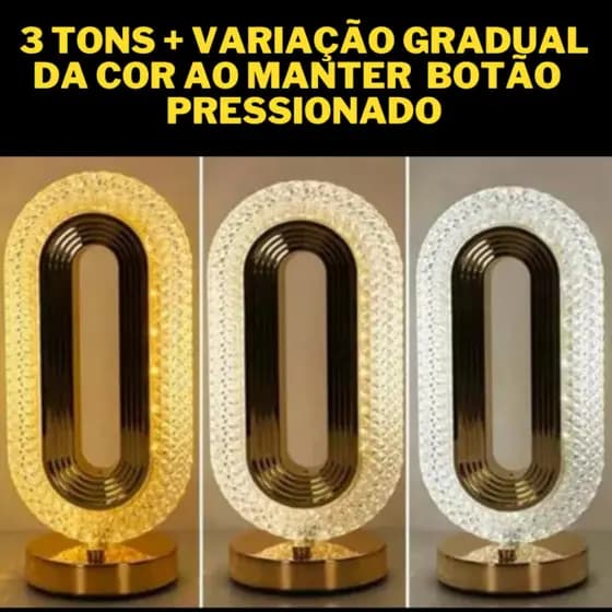 KIT Luminária/Abajur Luxuosa de Led mesa/cabeceira Iluminação Premium interruptor touch + USB