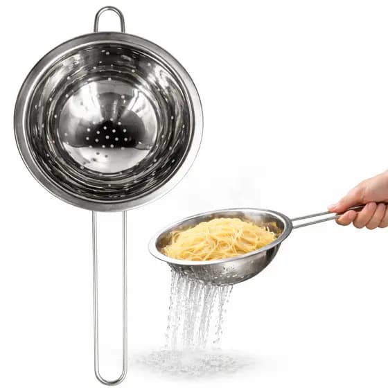Escorredor De Alimentos Em Aço Inox Com Cabo 18 Cm