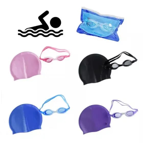 (Novidade)Kit Natação Óculos e Touca Infantil e Adulto piscina