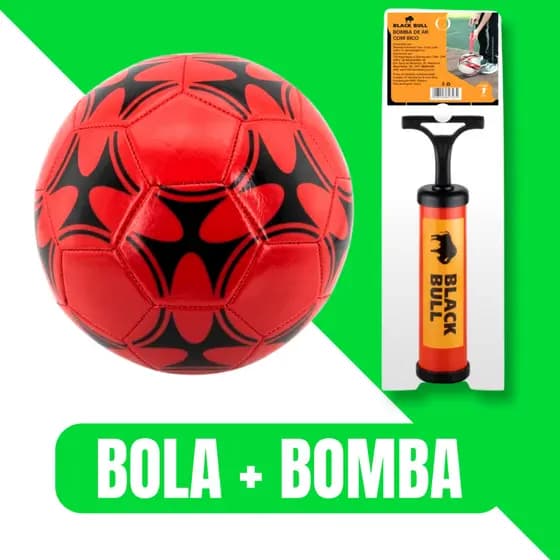 KIT BOLA + BOMBA Futebol Número Cinco TAMANHO GRANDE N°5 Oficial Treino Jogo Campo Copa Quadra Macia PVC COR ALEATÓRIA