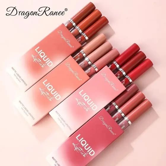 3 Peças De Veludo Fosco/Gloss Labial/Batom Líquido À Prova D'água De Longa Duração YUE