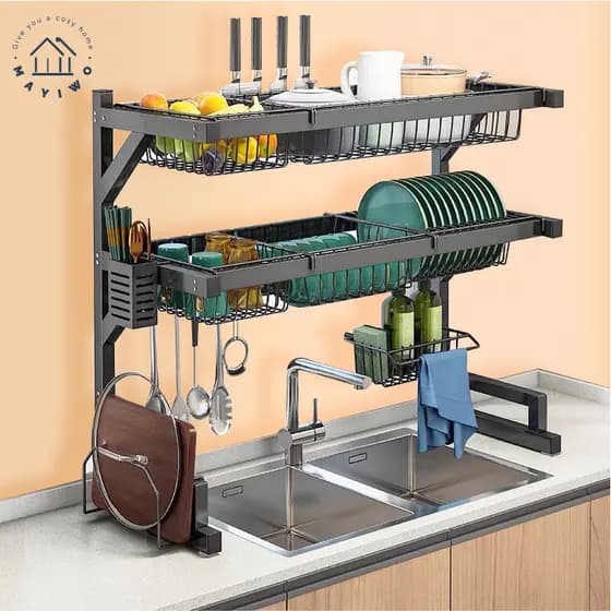 única/dupla Suspensa Modular Escorredor Louça Organizador Estante de 65cm