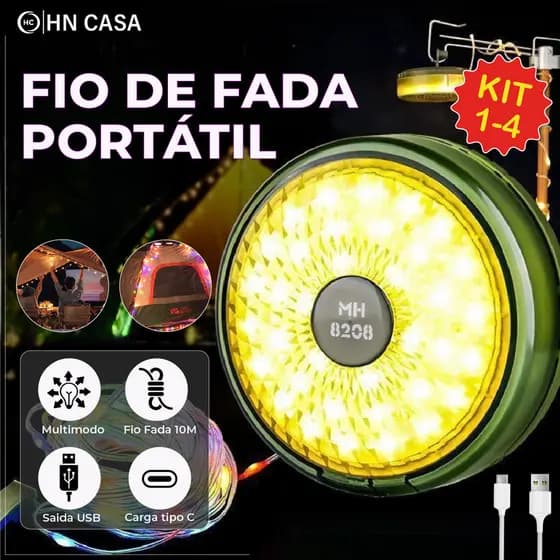Pisca-Pisca Portátil Super Led RGB Luminária Recarregável c/ USB Fio de Fada Arandela Parede Externos e Internos
