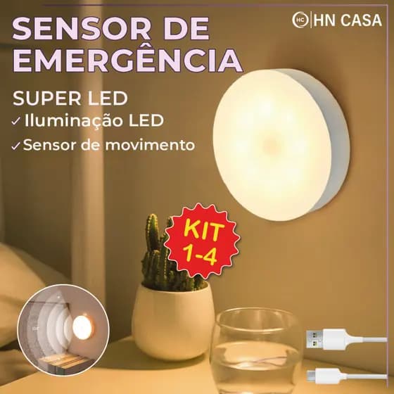 Led Sensor De Luz Presença Autérica Iluminação Integrada Recarregável USB Neutro