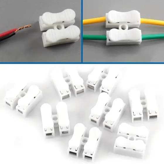 Conector de pressão de 2 vias 50pcs, para conector duplo de fio, sem soldagem, sem parafusos-pudian