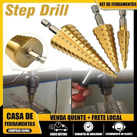 Brocas Escalonadas 4/32mm Espiral Perfuração 3 PCS
