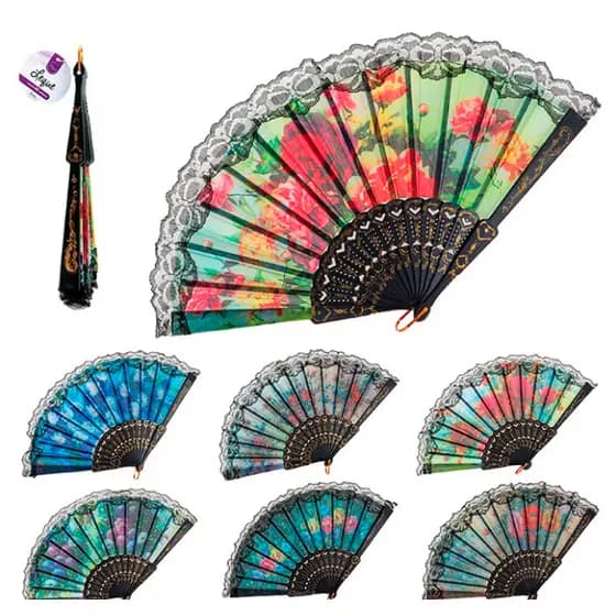 Leque de Tecido Elegante com Detalhes Refinados e Design Sofisticado para Presente ou Decoração