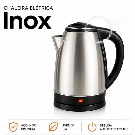 Chaleira Elétrica Inox 2,0 Litros com Desligamento Automático Rápida Segura Chá Cafeteira 110v 220v