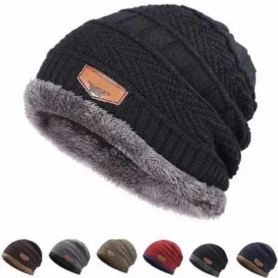 Touca Masculina E Feminina Gorro De Lã Forrada Com Pelinhos