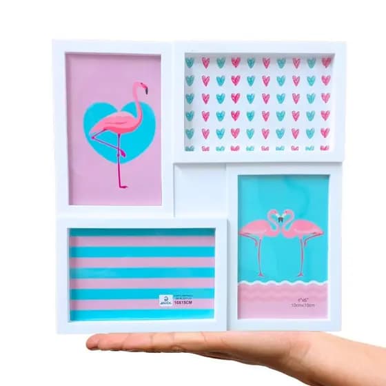 Porta Retrato para 4 Fotos com Suporte Quadro Moldura para Foto e Decoração de Mesa