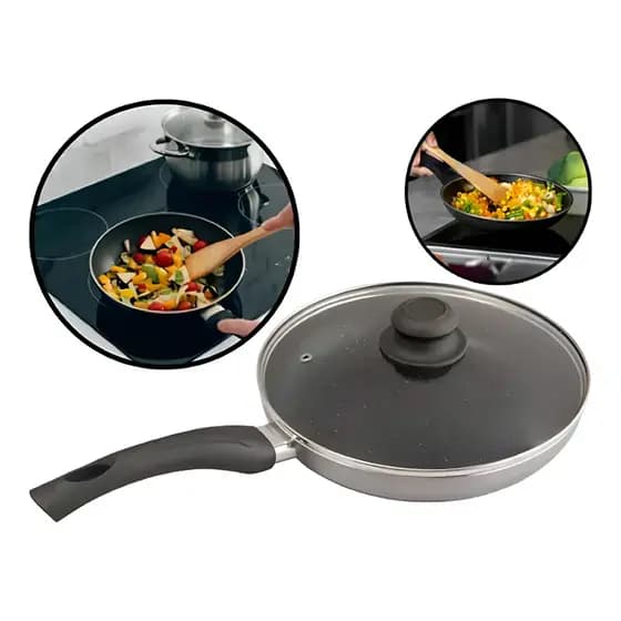 Frigideira Antiaderente Wok De Aluminio Com Tampa Panela Grande