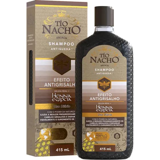 Shampoo Tio Nacho Antigrisalho 415ml - Antiqueda e Henna Egípcia Vegetal