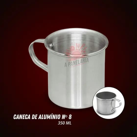 Caneca De Aluminio N8 Polido Resistente Com Alça 350ml