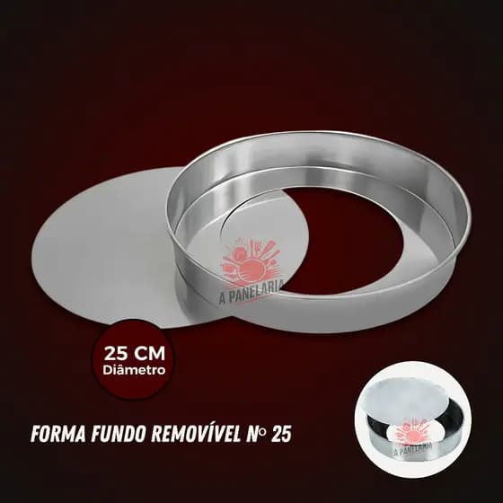 Forma assadeira fundo falso 25x7 - 3,4 Litros - fundo removivel torta bolo