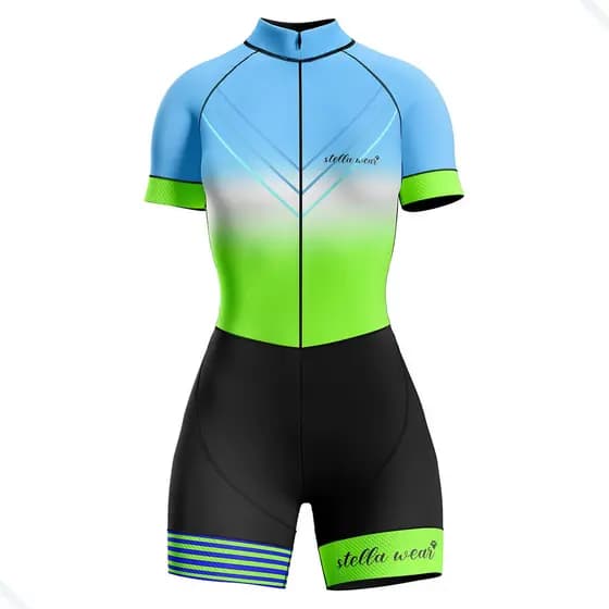 Macaquinho Ciclismo Feminino Profissional Gel Acolchoado UV Proteção MTB Speed Stella Sky