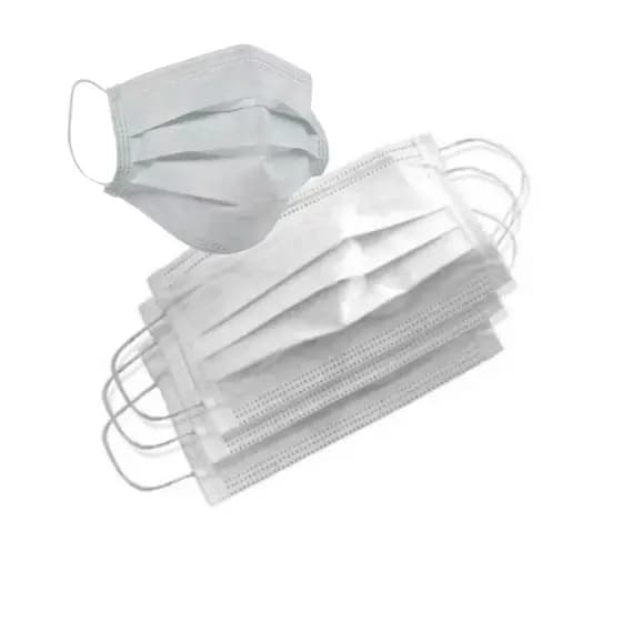 Mascara Descartável Camada Tripla Elástico Clipe Ajuste Nasal 50 Unidades Branco