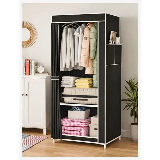 Guarda Roupa Dobrável Armário Organizador Portátil Multiuso Roupeiro Cabideiro 146X56X44