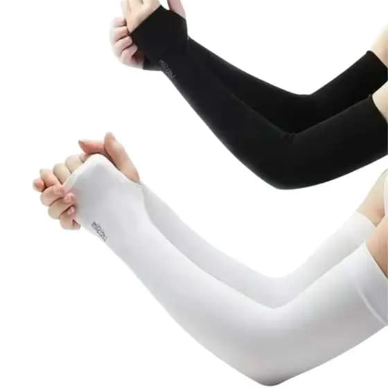 Kit 1/2/3 Manguito Mangote Manga Proteção Solar Corrida Ciclismo Motos Preto/Branco