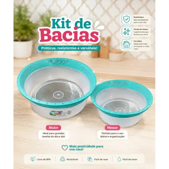 KIT COM 2 BACIAS DECORADAS-BACIAS MULTIUSO
