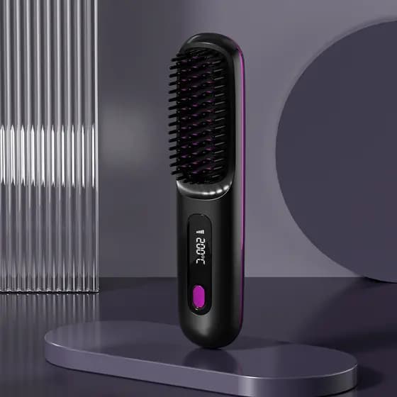 Escova GO , Atualizada , Escovas Alisadoras Portáteis Para Viagens , Com Display LCD De Temperatura , Alisador De Cabelo