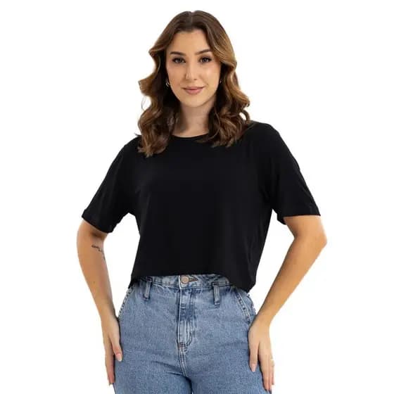Camiseta Cropped Feminino ViscoLycra T-Shirt