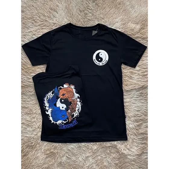 Camiseta Streetwear Simbolo Yin Yang Carpa Algodão Premium