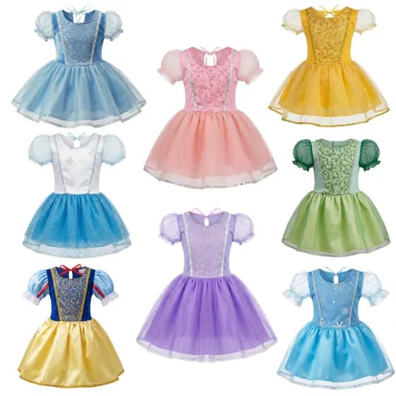 Vestido Bebê Mesversário Roupa Princesas Fantasia Tematico Infantil Menina Newborn