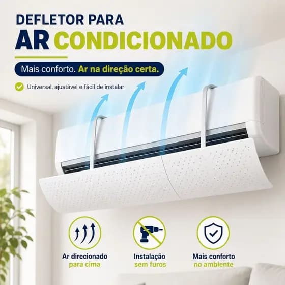 Defletor Ar Condicionado Ajustável Universal Direcionador de Vento Split Anti Vento 58 a 96cm