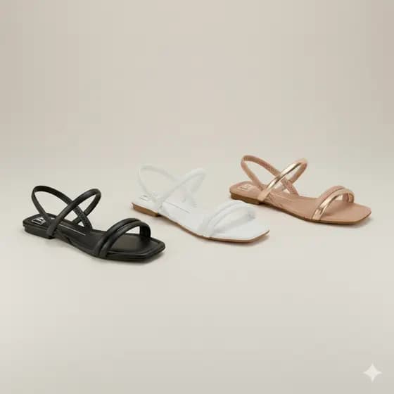 Sandália Feminina Moleca Rasteirinha Confortável com Elástico Calce Fácil– Disponível em Três Cores