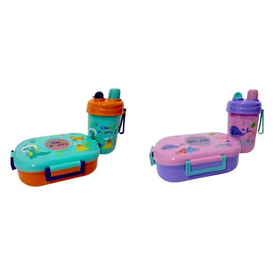 Marmita Infantil Lancheira de Bichinhos Com Talher e Garrafa de 600ml Para Crianças