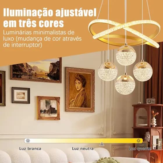 Lustre De Teto De Alto Brilho De Luxo Nórdico 110/220V Para Loja De Sala De Estar De Bar De Jantar