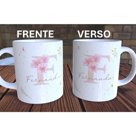 Caneca Personalizada Inicial + Nome | Presente Criativo | Caneca Inicial + Nome