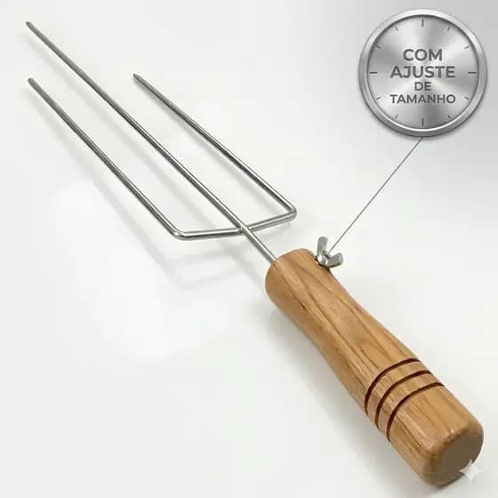 Espeto Churrasco em Aço Cromado Ajustável Até 67cm