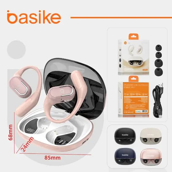 Basike Fones de ouvido sem fio TWS com luz LED Duração da bateria Sumsung e iPhone de 12h BA-FON239