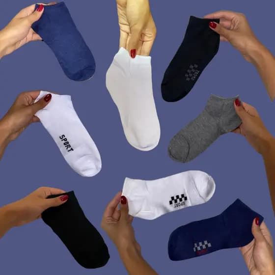 Kit 12 Pares Meias Soquetes Unissex Cano Curto Conforto Alta Qualidade Dia a Dia