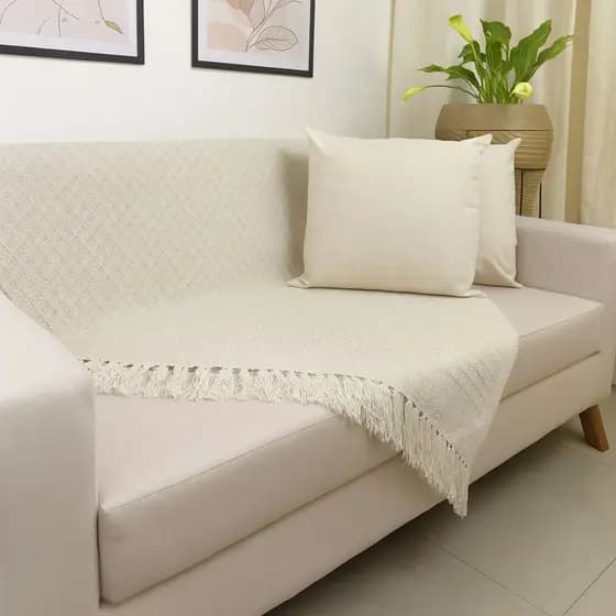 Manta Para Sofá Premium Algodão 1,70x1,40 Conforto e Decoração para Sua Casa