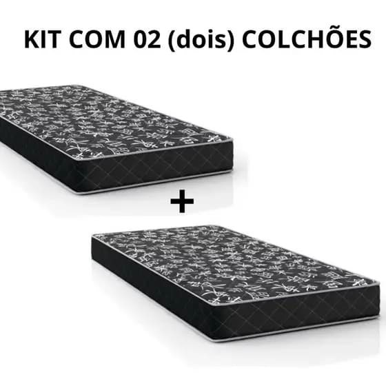 KIT COM 2 COLCHÕES D20 78x10 DE SOLTEIRO ESPUMA DENSIDADE20