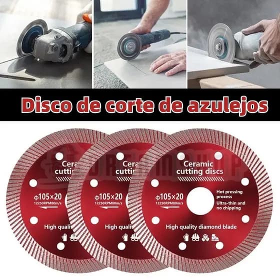 Kit 02 Disco de Corte Diamantado Porcelanato 105 mm x 20 mm - 1,4mm Super Fino Diamantado