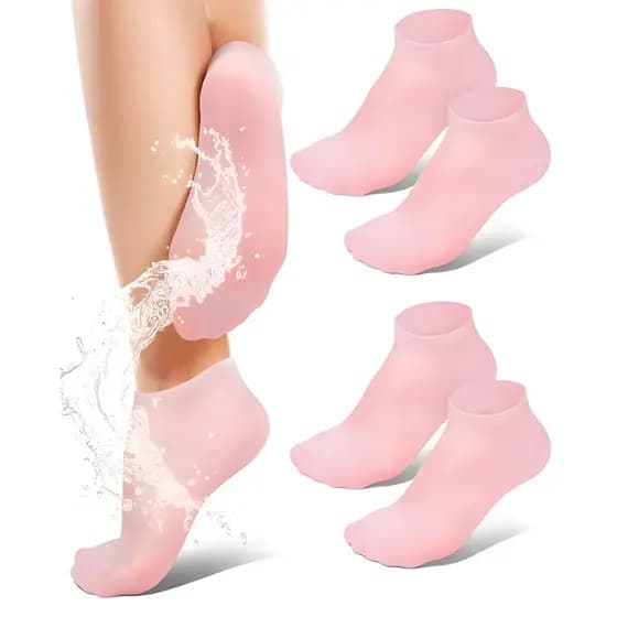 Meias Spa De Silicone Gel Hidratante Para Hidratar Pés Rachados Esfoliar Calcanhar Ressecado Kit Até 5 Pares