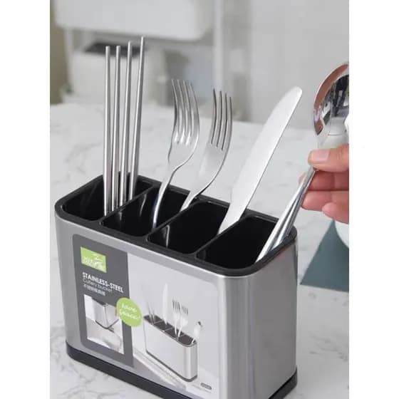 Porta Talheres Escorredor Aço Inox Vazado Pia Cozinha