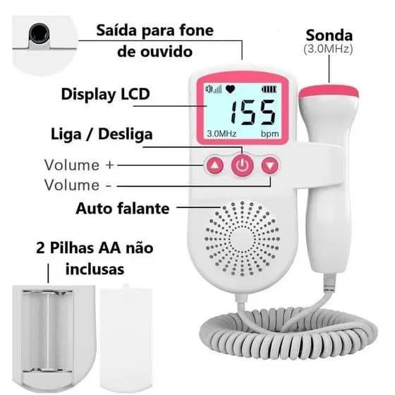 Monitor fetal doppler ecografia para ouvir o batimento cardíaco do bebê