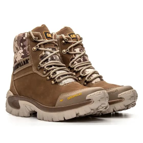 Coturno Masculina de Couro Nobuck 2064 Creme Coturno Botas Botina Botinha 35 ao 48 Plus size