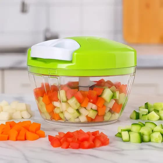3 Processador manual de alimentos triturador com 3 laminas de aço de triturado manual de legumes e verduras cortador