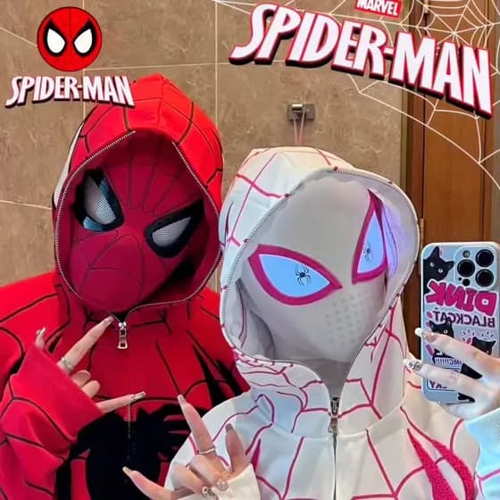Gwen Spider-Man Chapelaria Touch Luminous cos Sensor Máscara Máscara no Universo Homem-Aranha Capacete Infantil