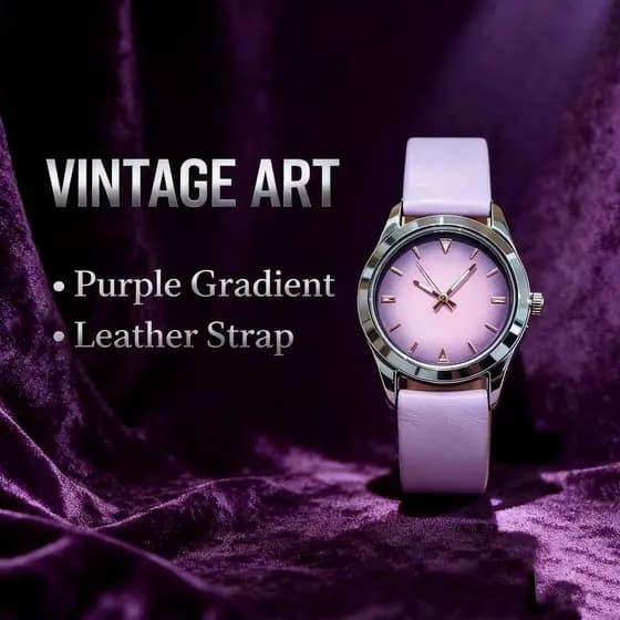 Relógio Feminino Estilo Vintage/Com Pulseira De Couro Roxo Vibração De Estudante E Mostrador Gradiente